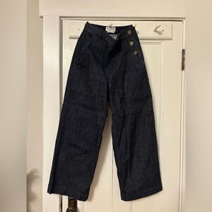 TOAST Cropped Dark Denim Wide-Leg Jeans — UK 8 / US 2–4 | High Rise